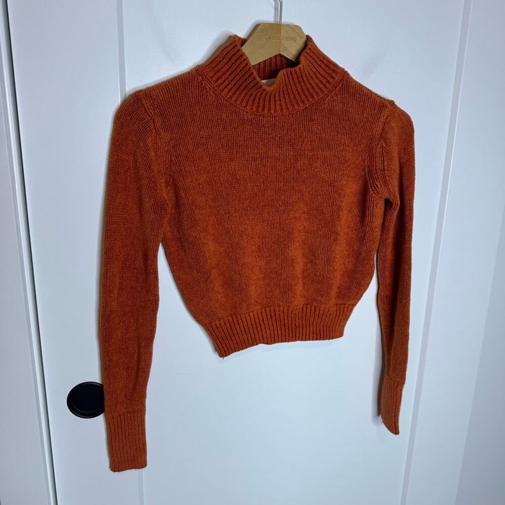 Aritzia Wilfred Orange Mockneck Cropped Knit Sweater Size XXS